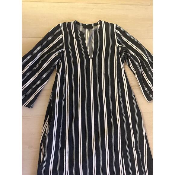 Nili Lotan Womens Palma Black White Stripe Resort Coastal Boho Lagenlook Small - Picture 3 of 8